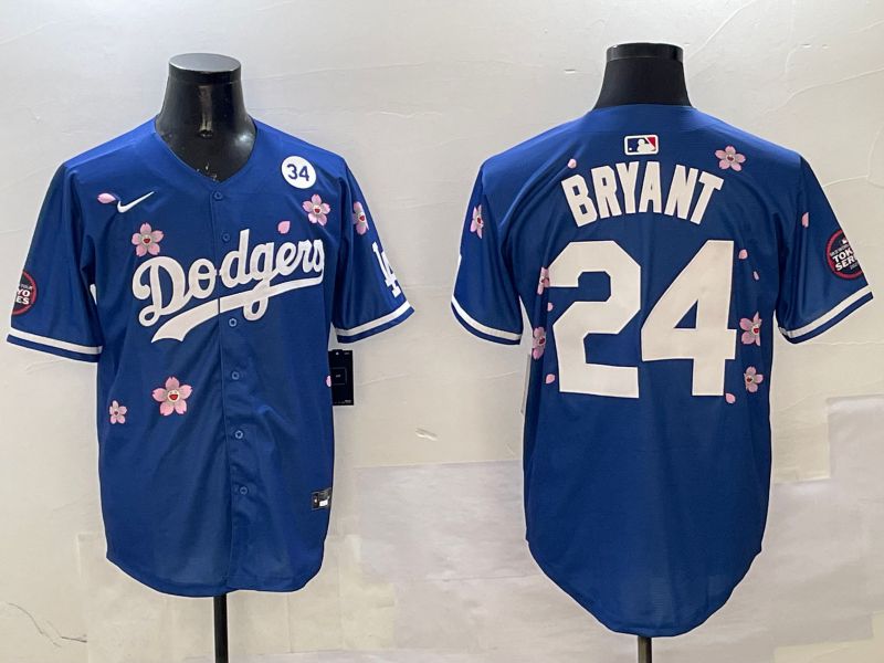Men Los Angeles Dodgers #24 Bryant Blue Sakura Edition 2025 Nike MLB Jersey style 4->los angeles dodgers->MLB Jersey